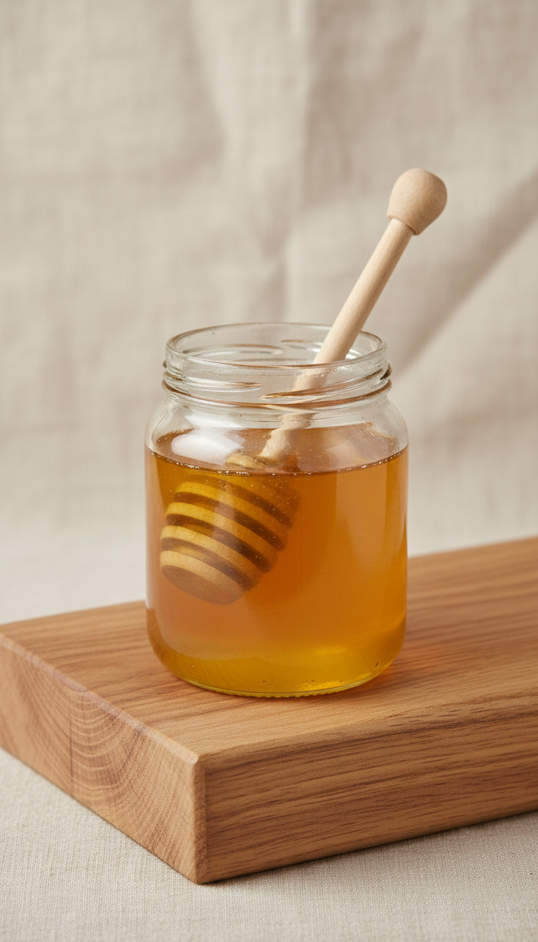 Raw Honey with Wooden Dipper Jar